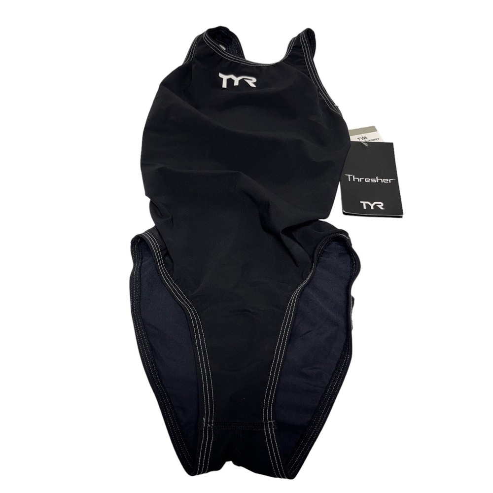 TYR Women's Thresher Baja Open Back - Black‎ Size 22 NEW TAGS NWT BLACK SWIMSUIT